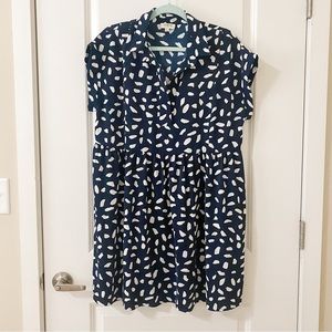 Umgeew Navy Printed Babydoll Dress